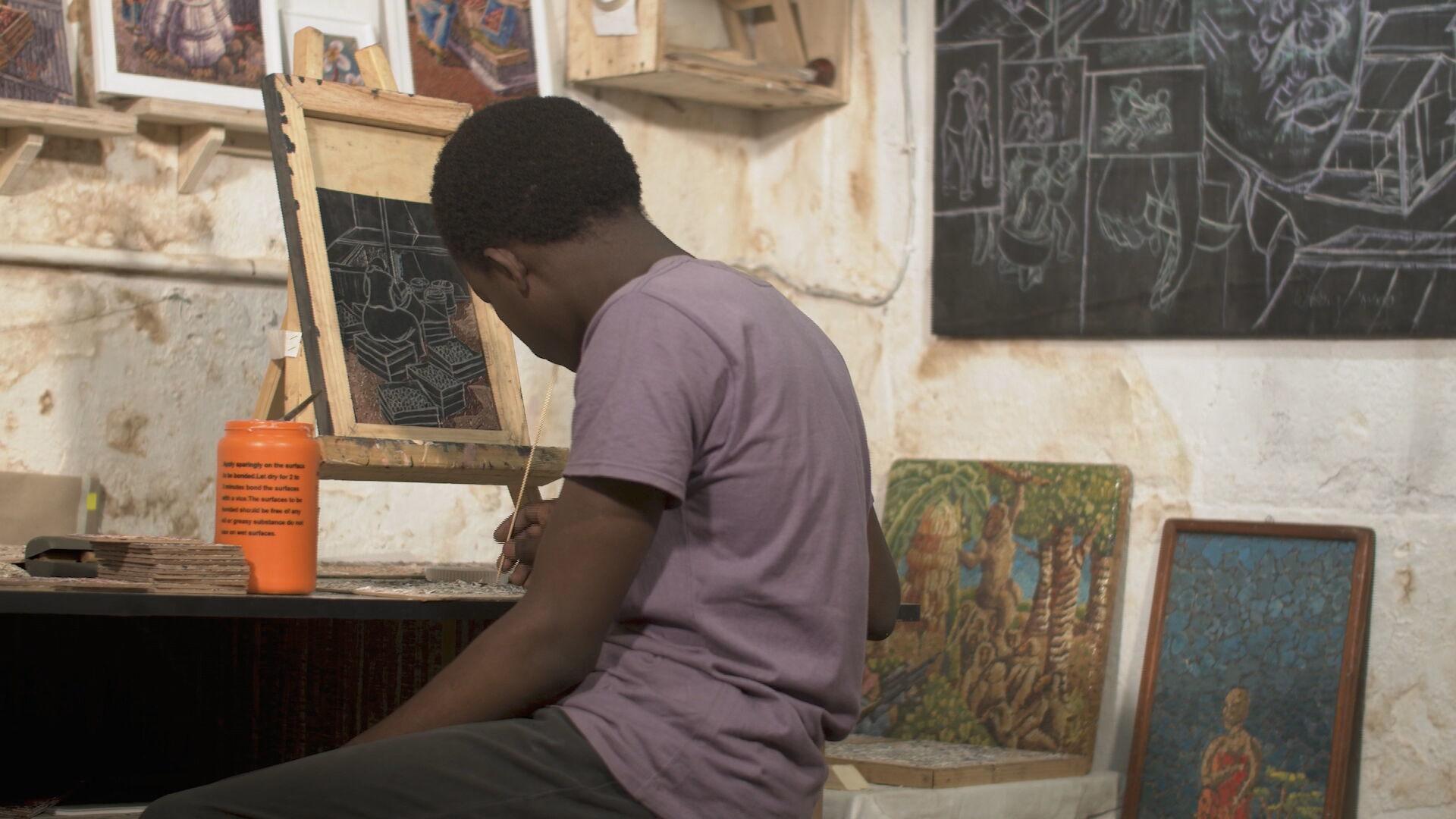 Obanda makes beautiful artworks from eggshells